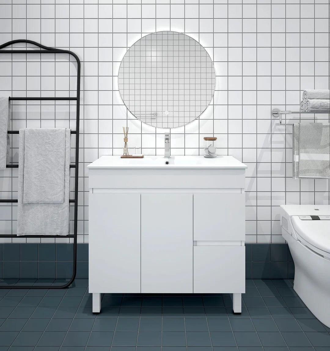 BIANCA 900mm PVC Freestanding Vanity (LHD) and (RHD)
