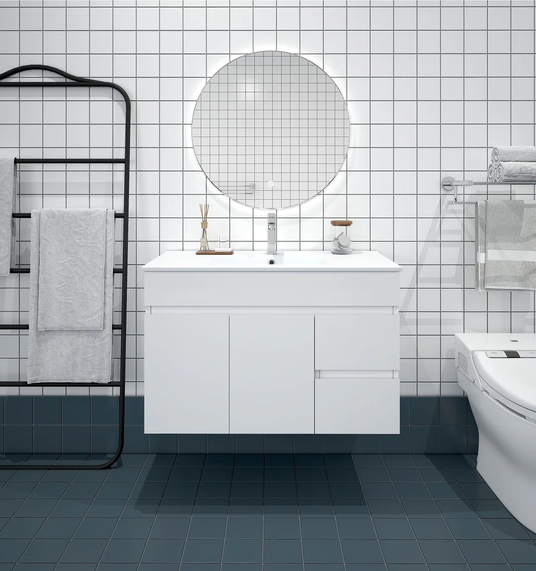 BIANCA 900mm PVC Wall-Hung Vanity (RHD)