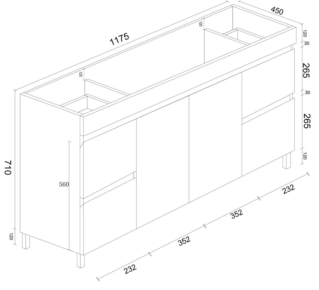 BIANCA 1200mm PVC Freestanding Vanity