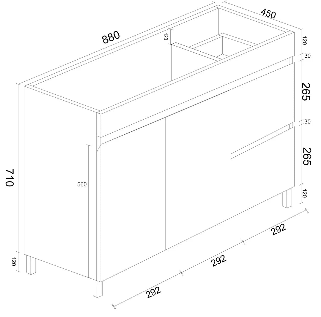 BIANCA 900mm PVC Freestanding Vanity (LHD) and (RHD)