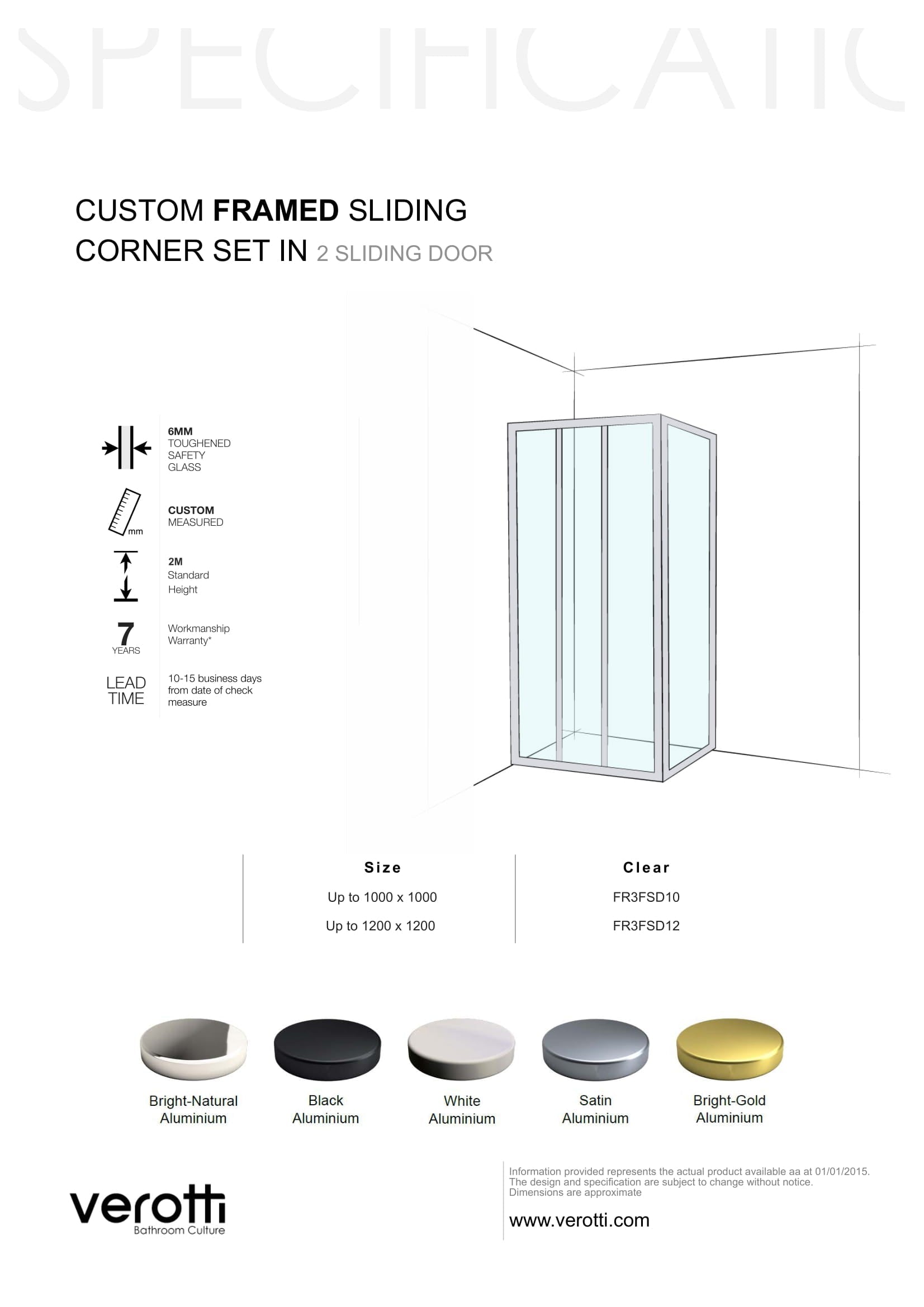 Custom Semi-Frameless Corner Set-In (2 Door Sliding)