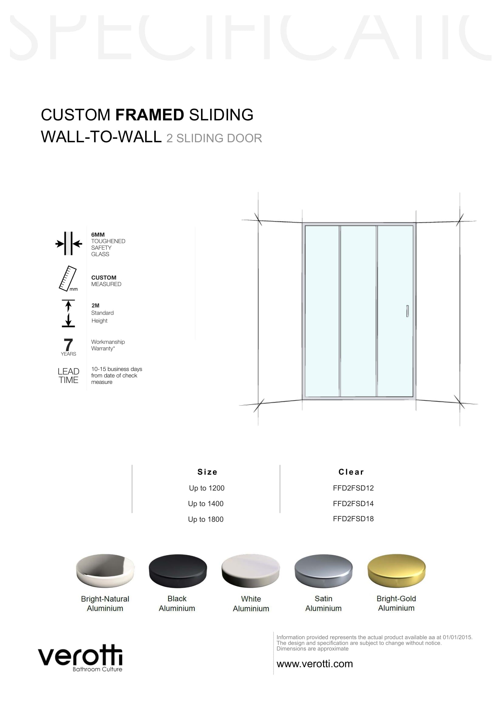 Custom Framed Sliding Wall-To-Wall (2 Door Sliding)