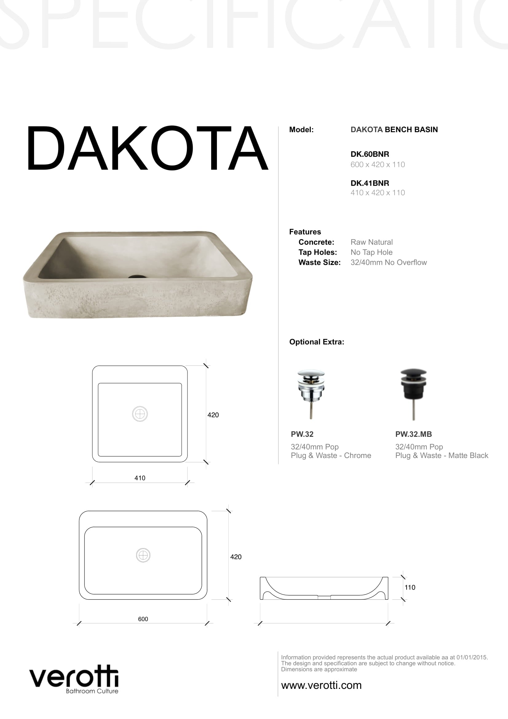 DAKOTA (W410, D420, H110)
