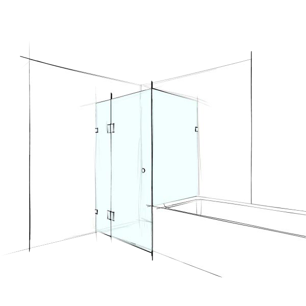 Custom Frameless Square Corner Set-In Over Bath