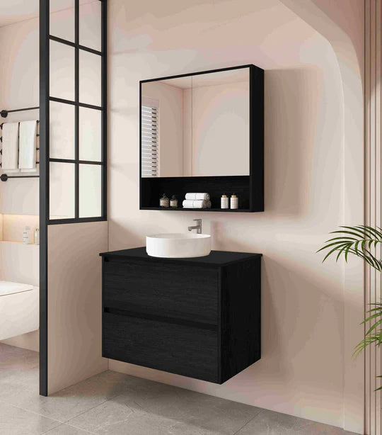 HERA 750mm Wall-Hung Vanity - Black Oak