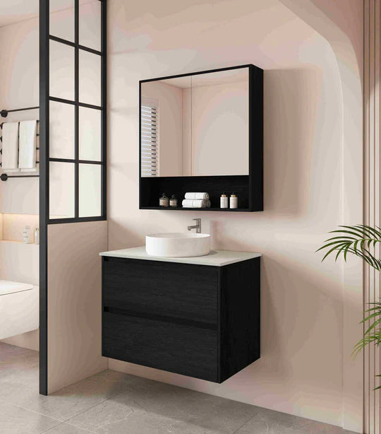HERA 750mm Wall-Hung Vanity - Black Oak