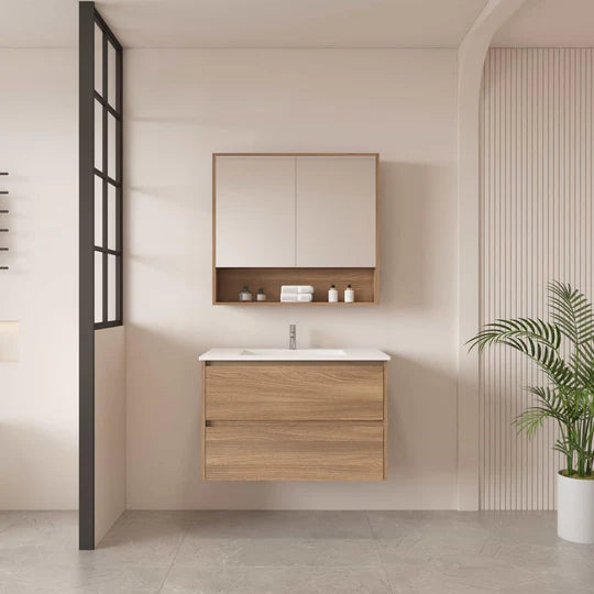 HERA 750mm Wall-Hung Vanity - Elegant Oak