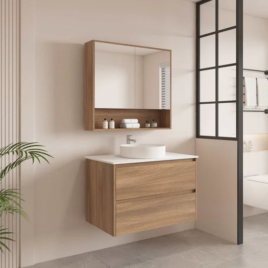 HERA 750mm Wall-Hung Vanity - Elegant Oak