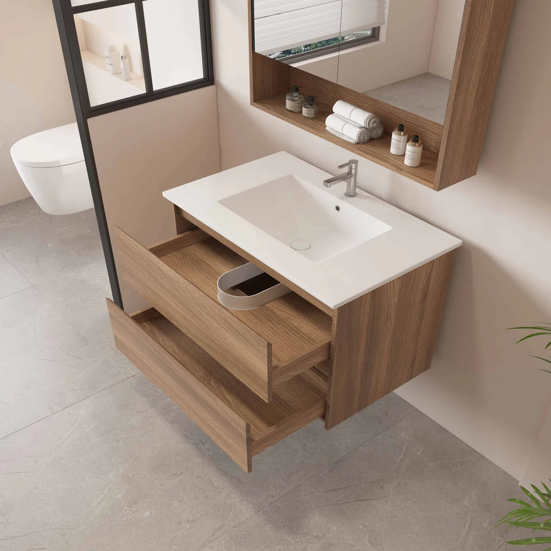 HERA 750mm Wall-Hung Vanity - Elegant Oak