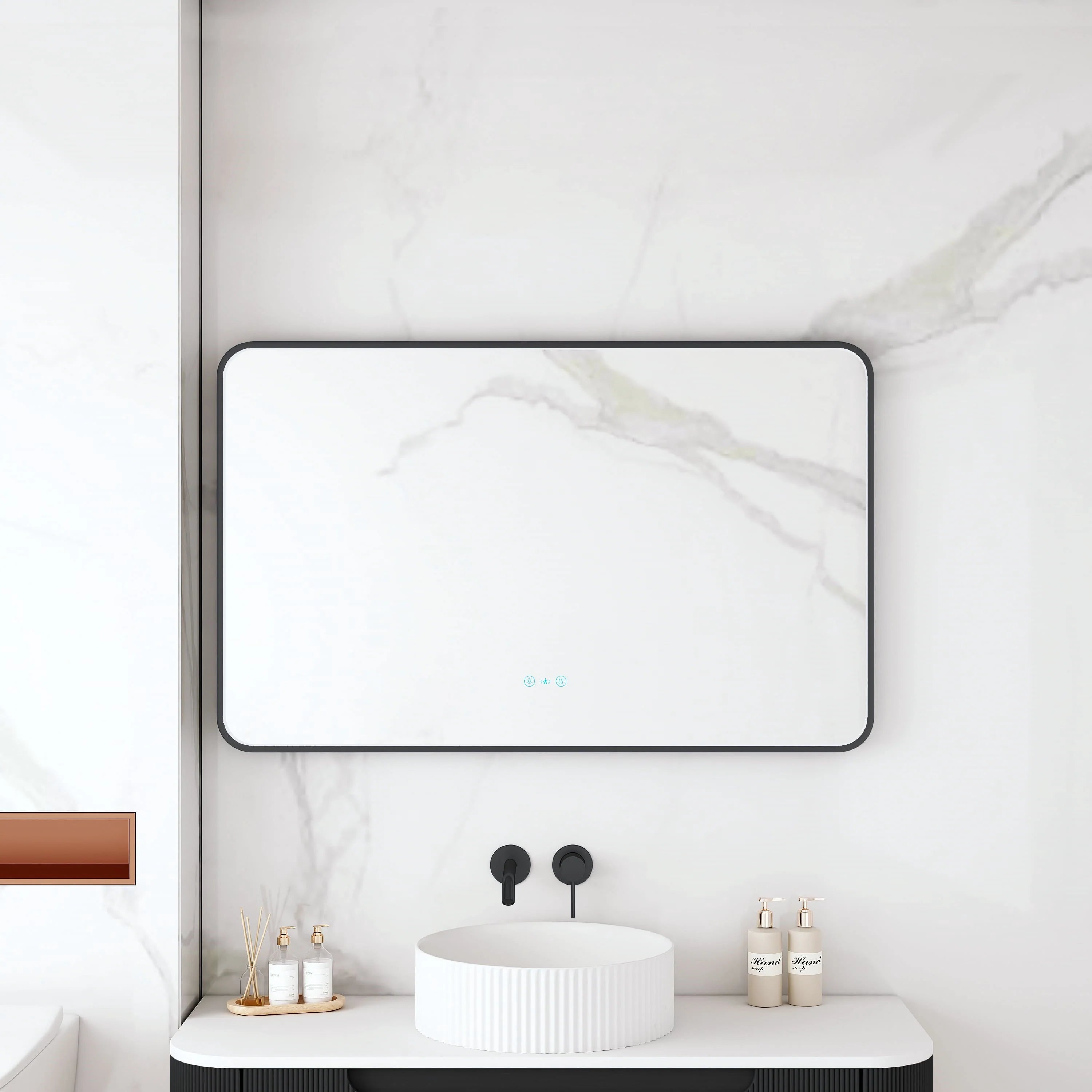 Maia 600×750 / 750×900 / 1200×750mm LED Rectangular Mirror – Matt Black Frame