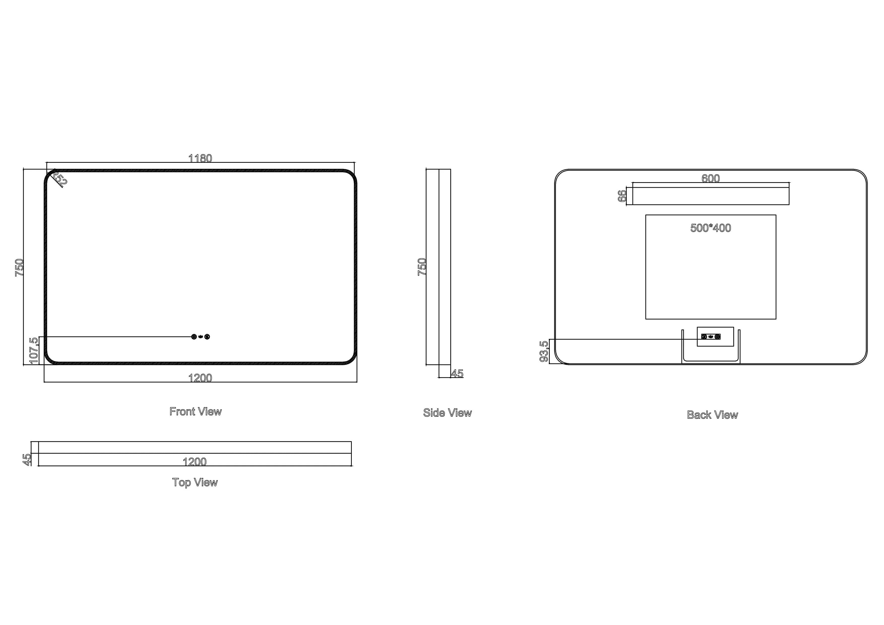 Maia 600×750 / 750×900 / 1200×750mm LED Rectangular Mirror – Brushed Nickel Frame