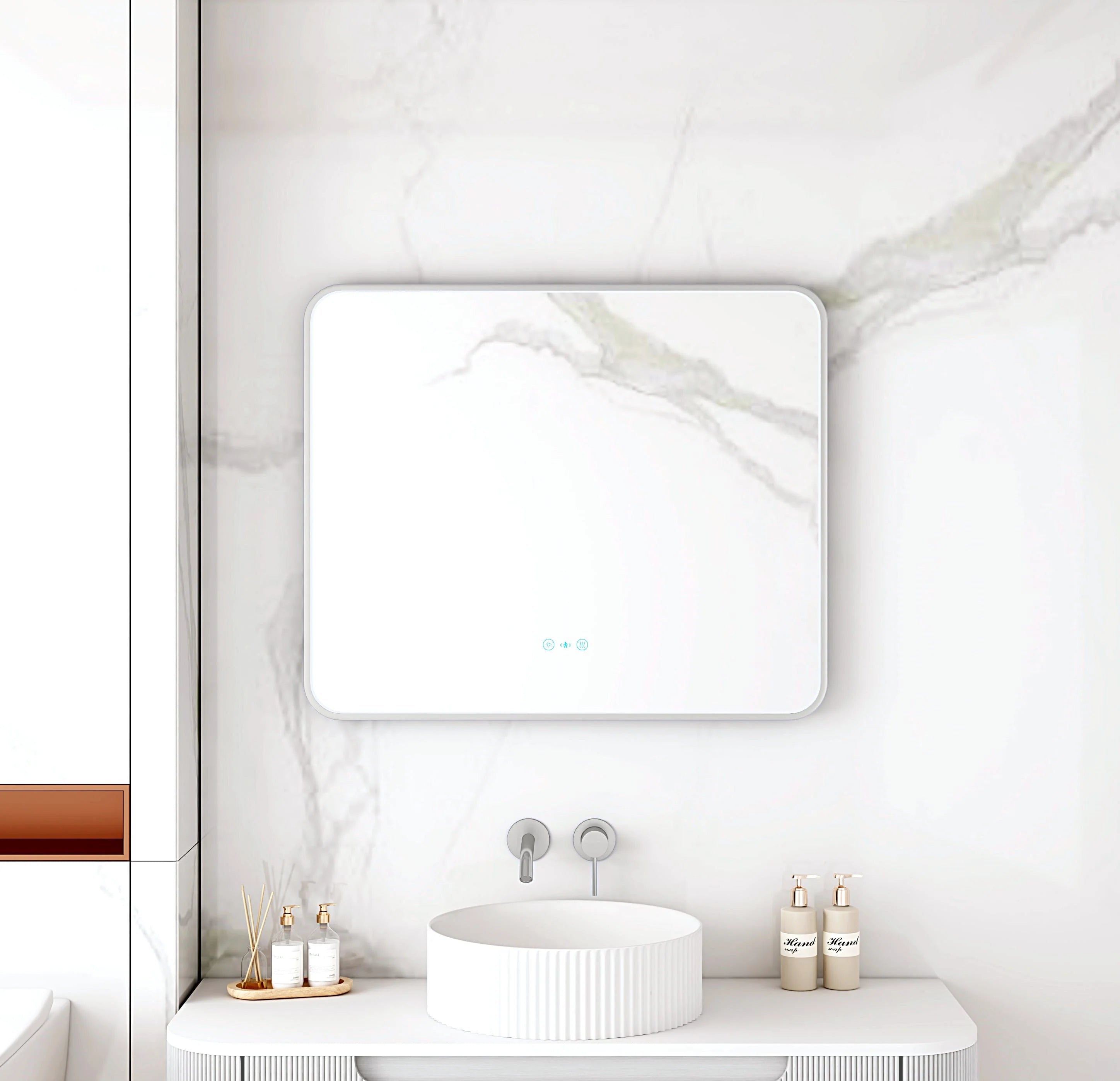 Maia 600×750 / 750×900 / 1200×750mm LED Rectangular Mirror – Brushed Nickel Frame