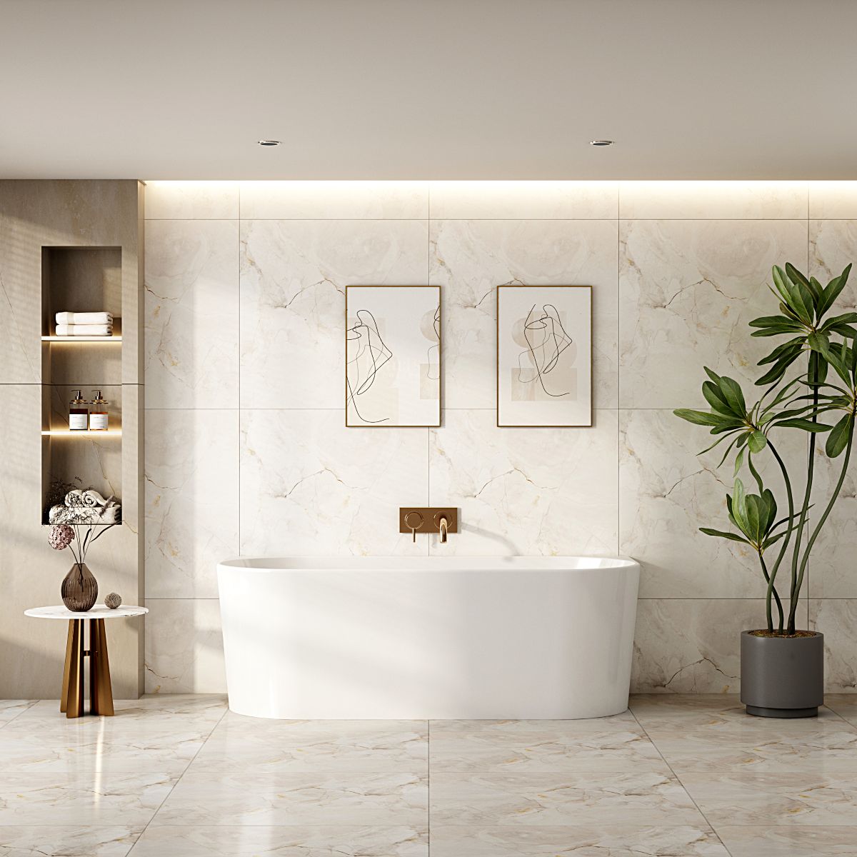Musen Ultra-Thin Back-to-Wall Bathtub