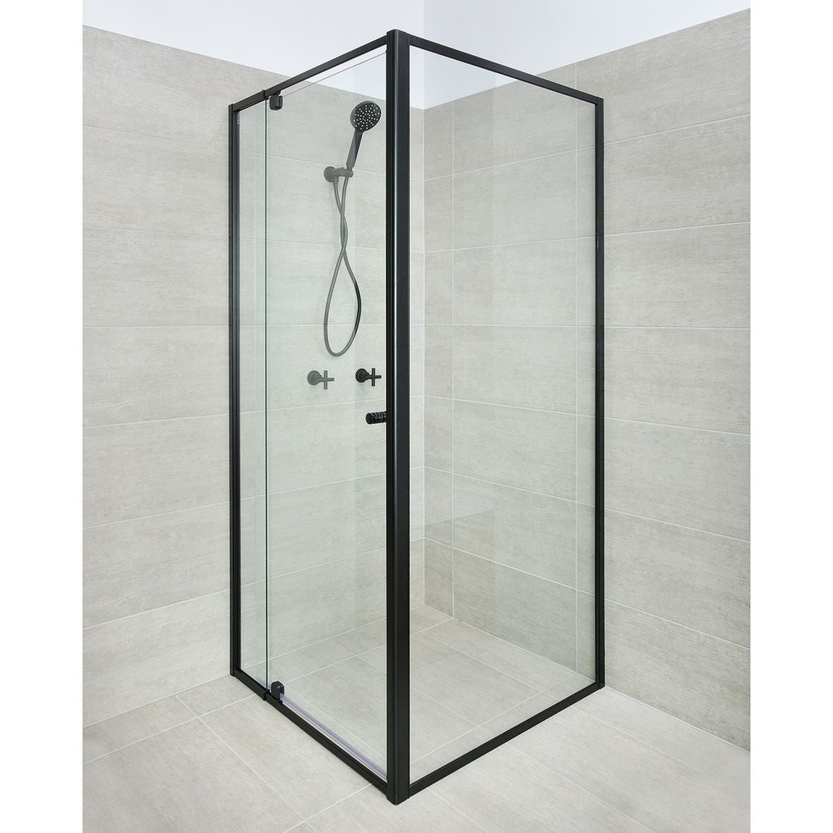 Focus Black Semi-Framed Corner Set-In (Adjustable)