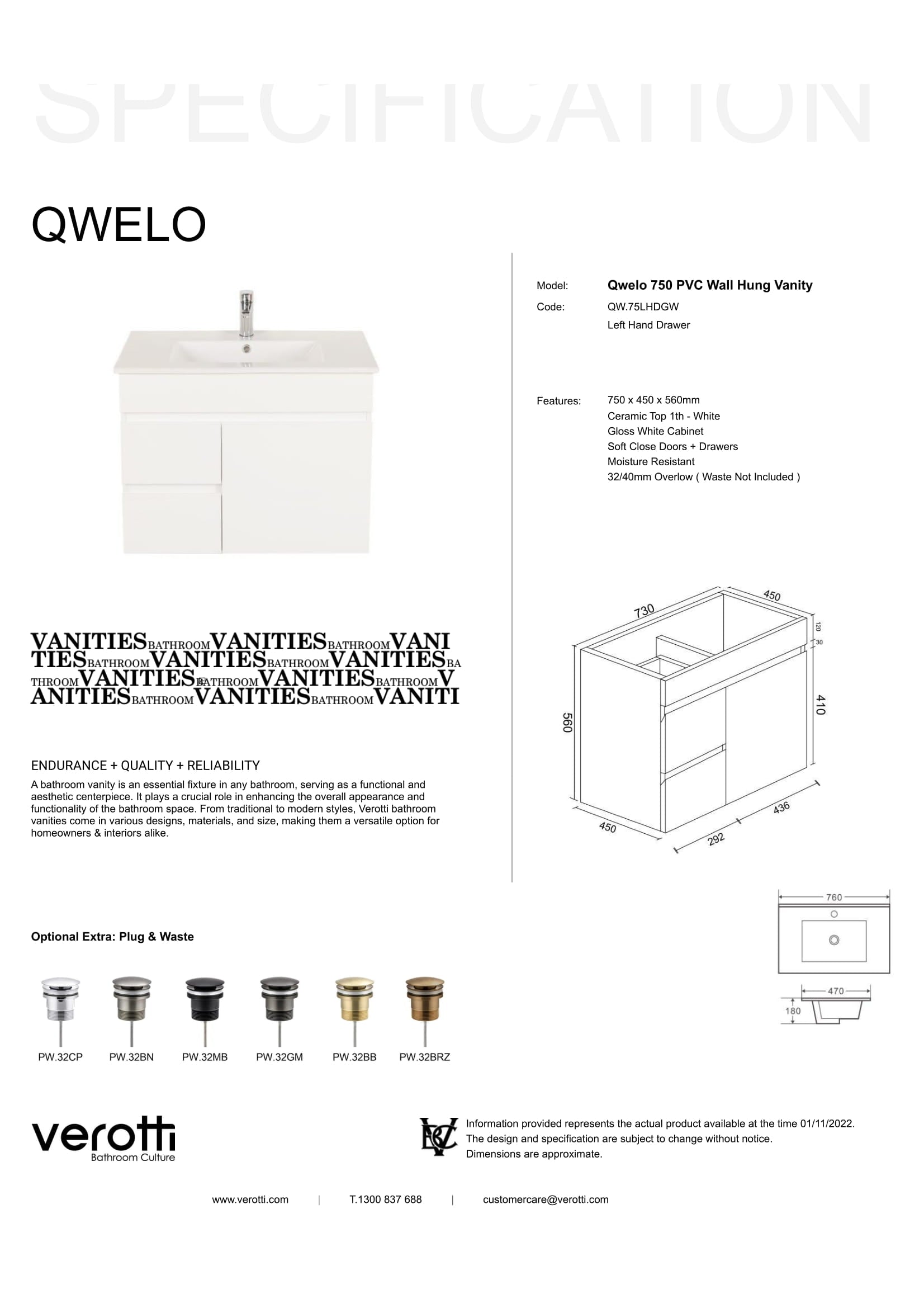 QWELO 750 VANITY