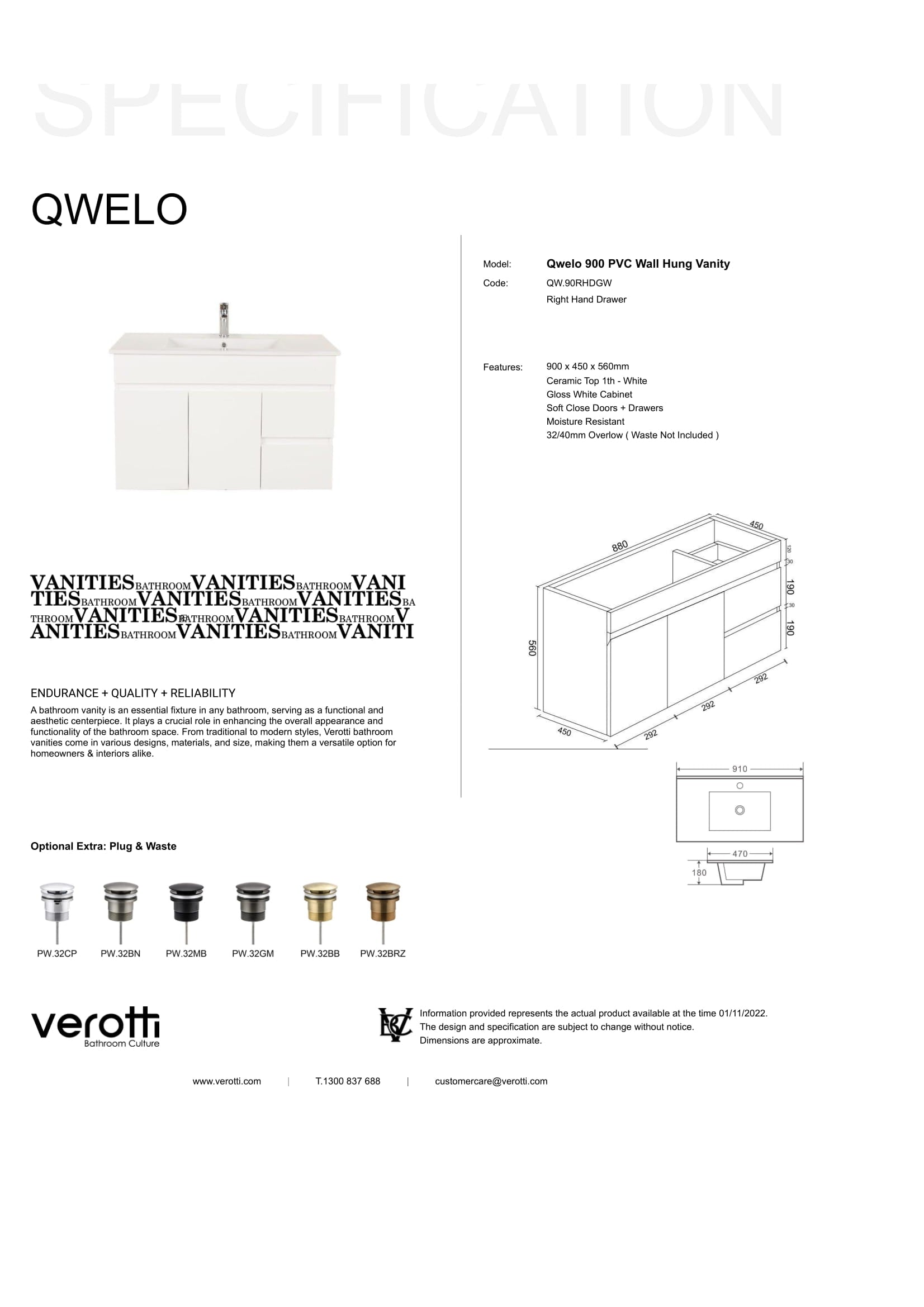QWELO 900 VANITY