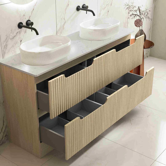 Fluted Rhea 1500mm Freestanding Cabinet - Natural Oak