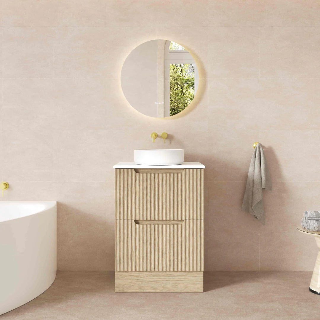 Fluted Rhea 600mm Freestanding Cabinet - Natural Oak