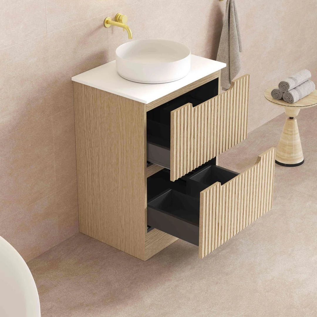 Fluted Rhea 600mm Freestanding Cabinet - Natural Oak