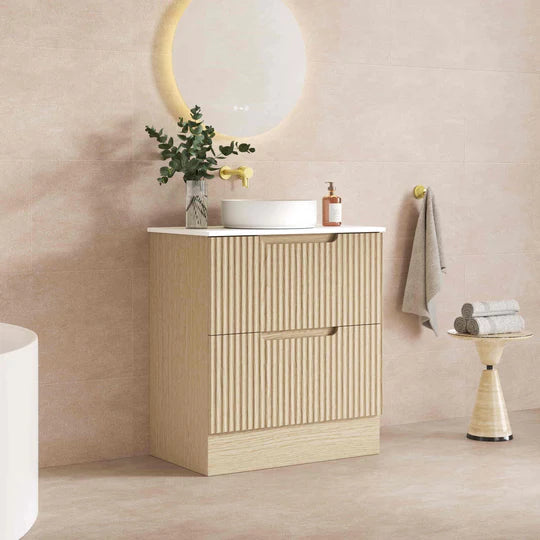 Fluted Rhea 750mm Freestanding Cabinet - Natural Oak