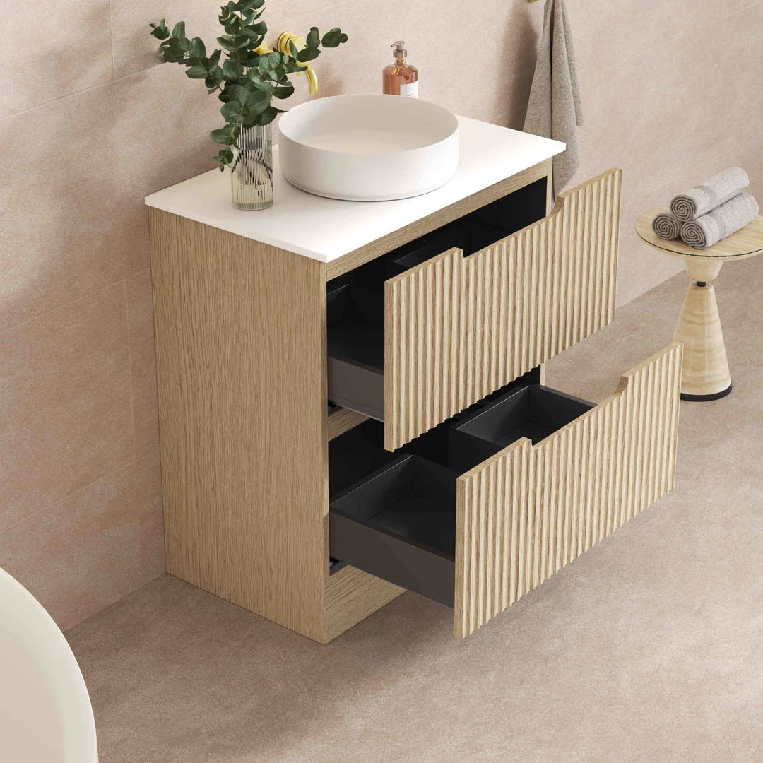 Fluted Rhea 750mm Freestanding Cabinet - Natural Oak