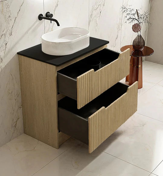 Fluted Rhea 750mm Freestanding Cabinet - Natural Oak