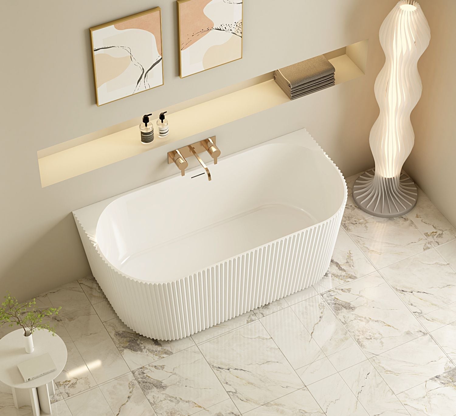 Rose Fluted Back-to-Wall Bathtub