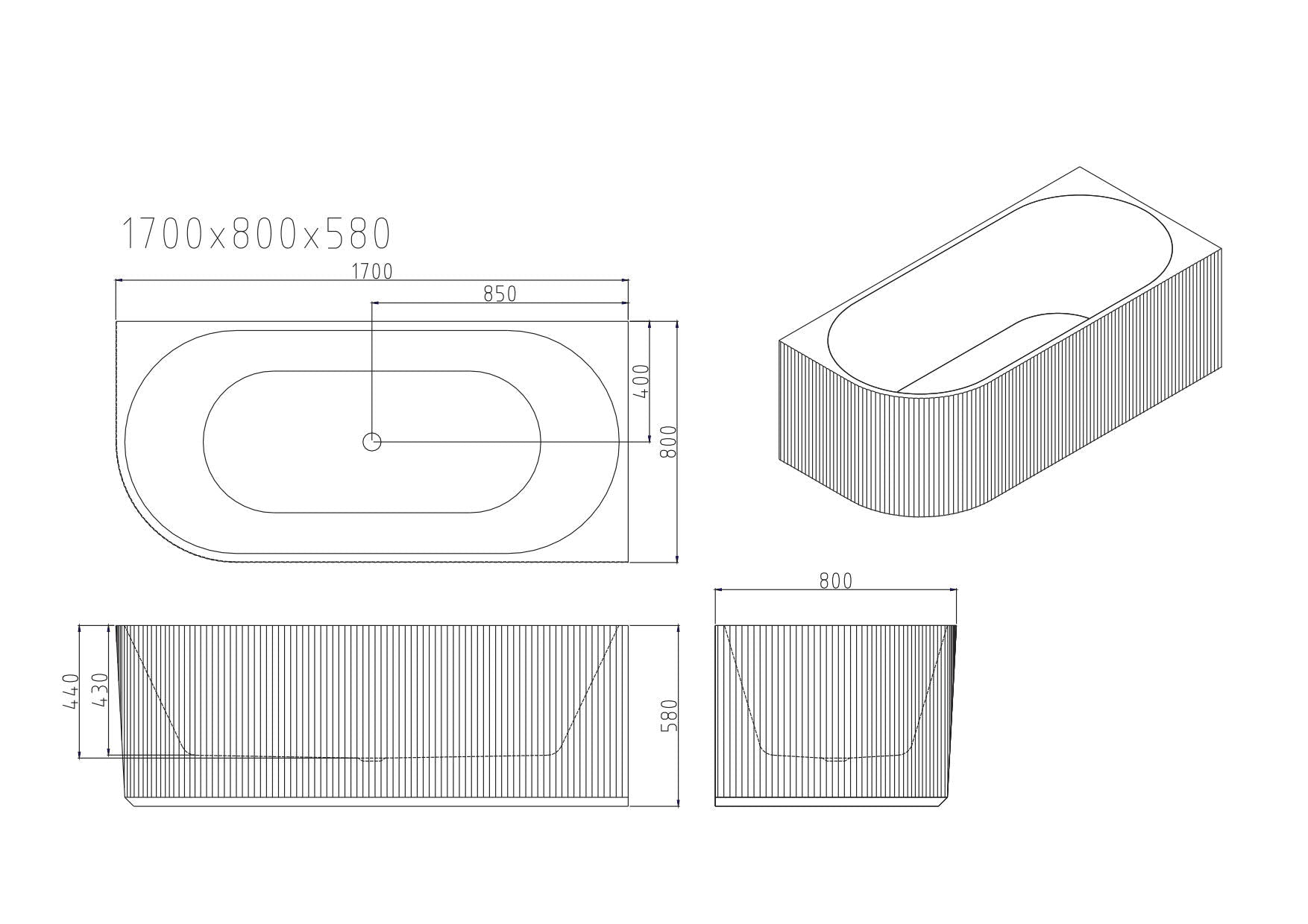 Rose V-Groove Corner Bathtub - Matt White