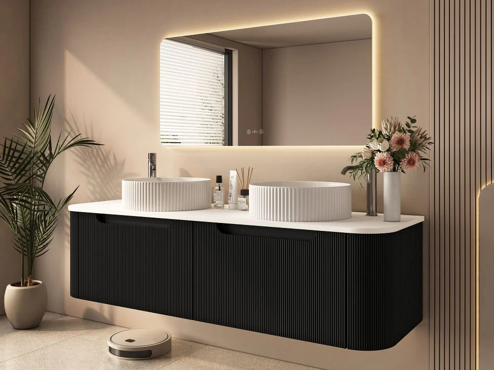 Rome 1500mm Wall-Hung Cabinet - Matt Black