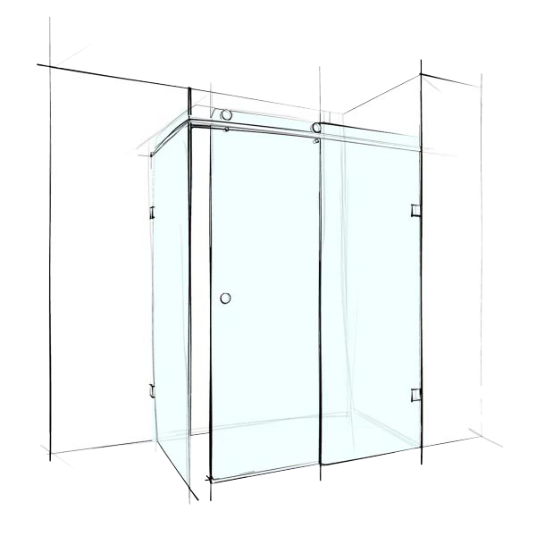 Custom Frameless Sliding Square Corner Set-In