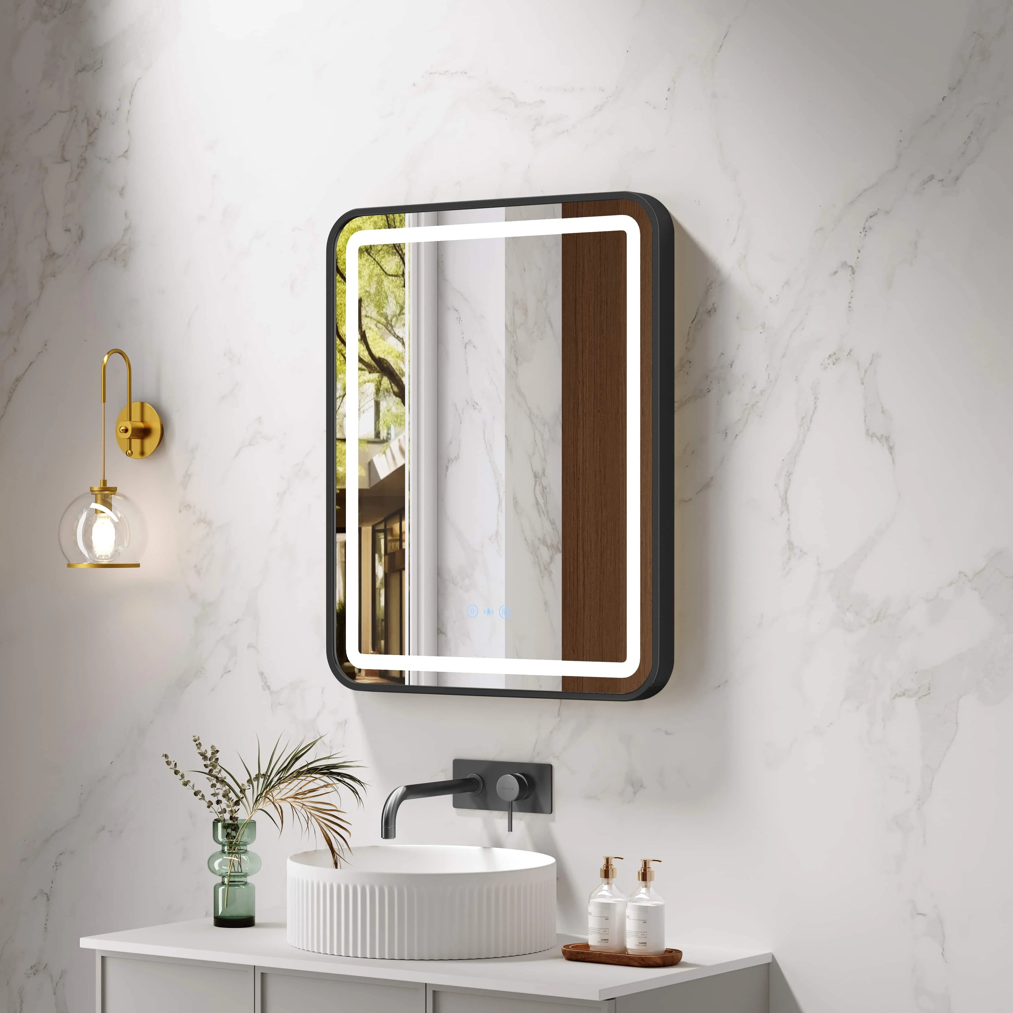 Venus 600×750 / 750×900 / 1200×750mm LED Rectangular Mirror – Matt Black Frame