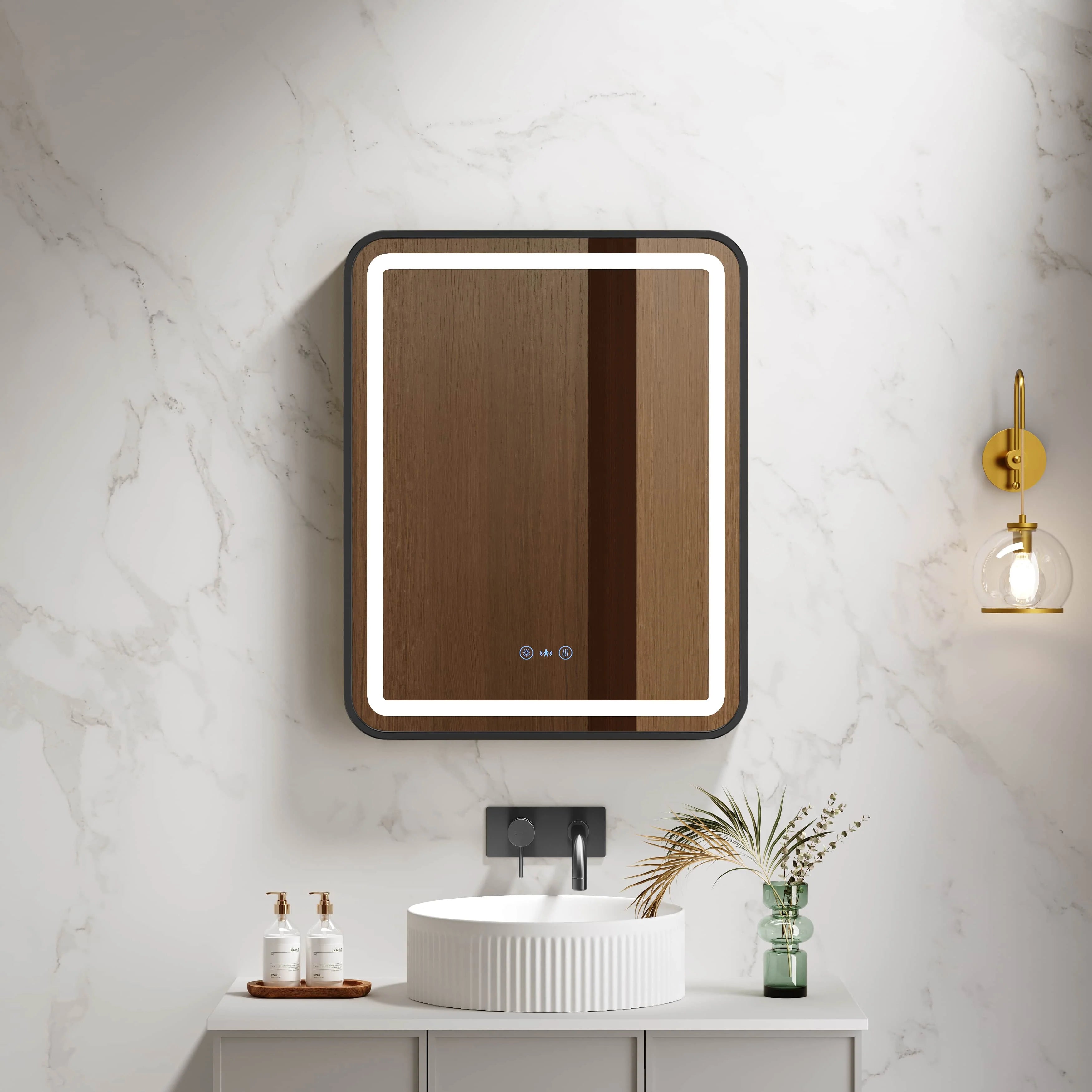 Venus 600×750 / 750×900 / 1200×750mm LED Rectangular Mirror – Matt Black Frame