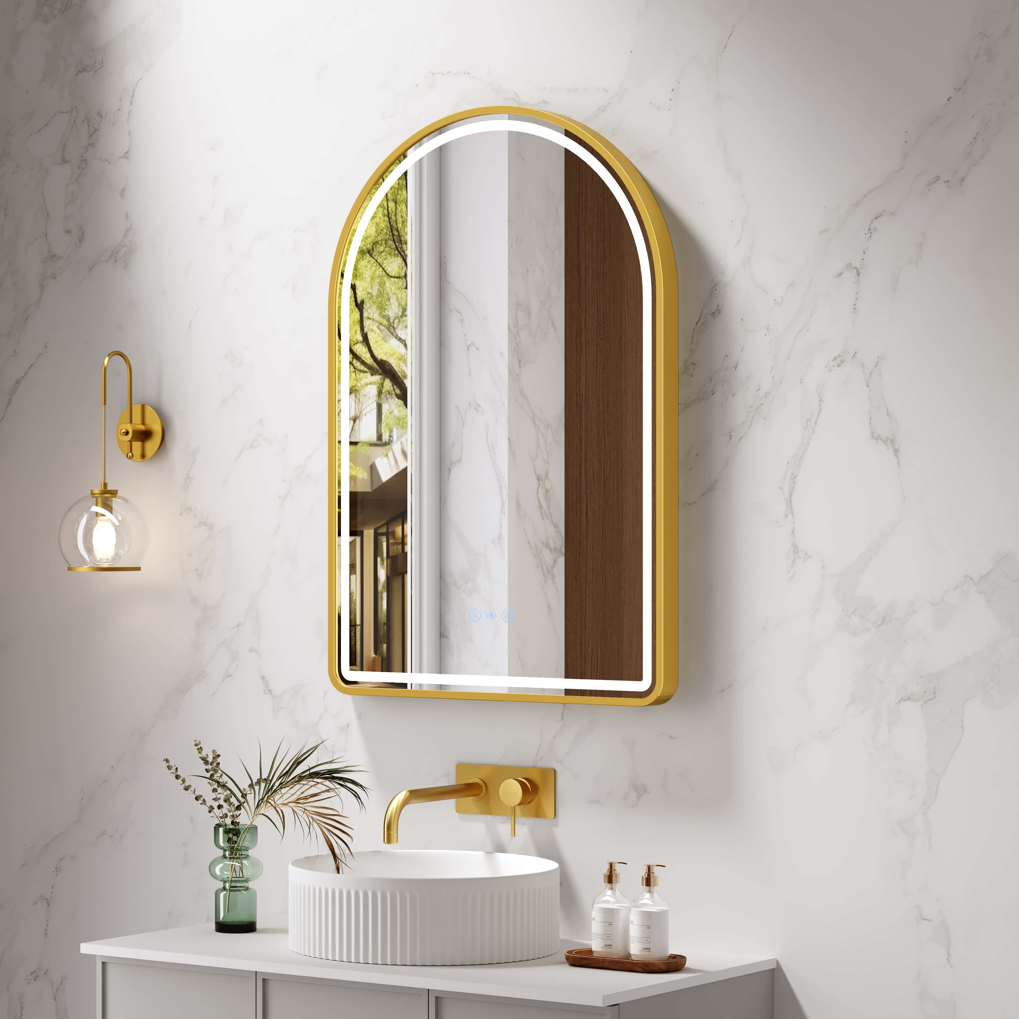 Venus 600×900mm LED Arch Mirror– Brushed Gold Frame