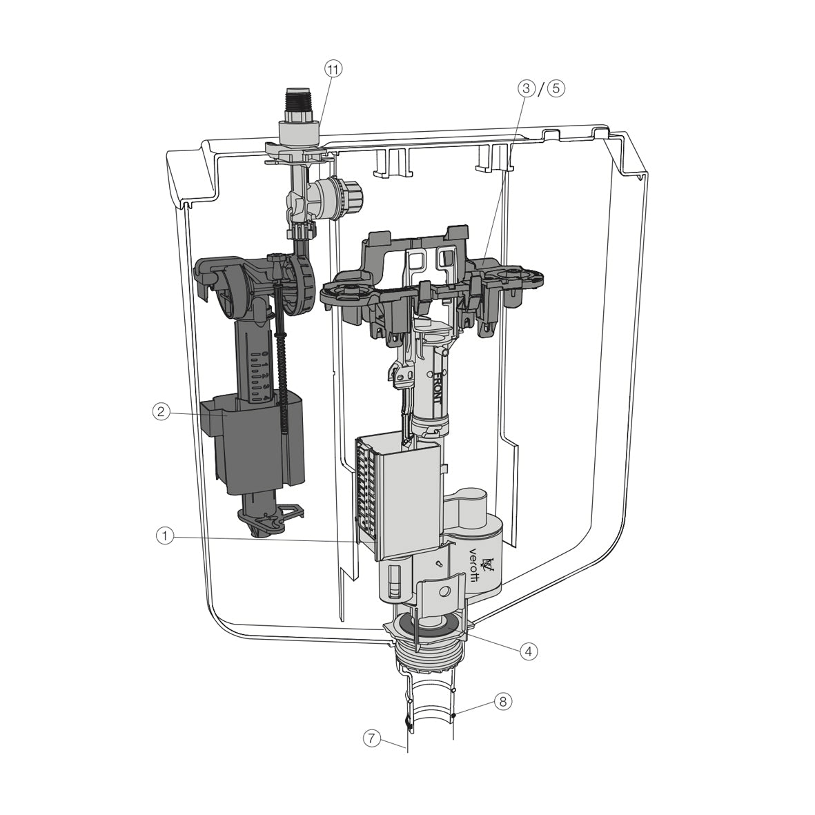 VEROTTI SLIM IN-WALL SPARE PARTS - VS0866690 OUTLET VALVE
