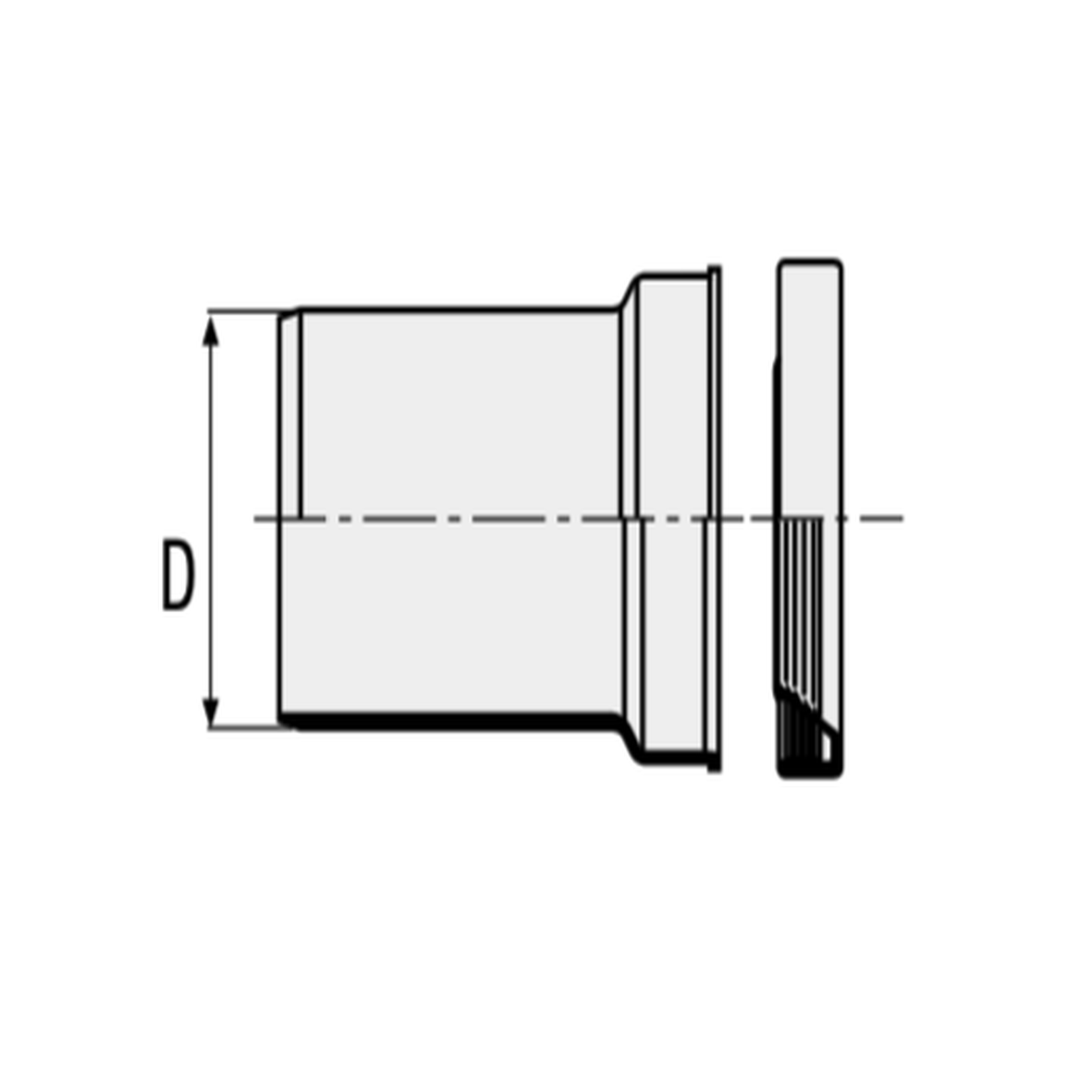 Sleeve for wall-hung pan with seal ⌀ 125 HDPE D90 x L166 - VS0366002