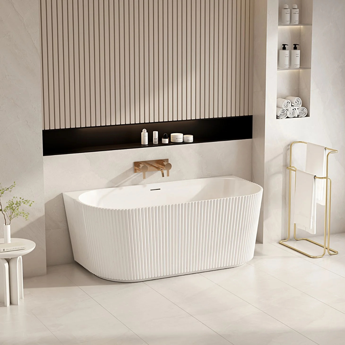 Rose Fluted Back-to-Wall Bathtub